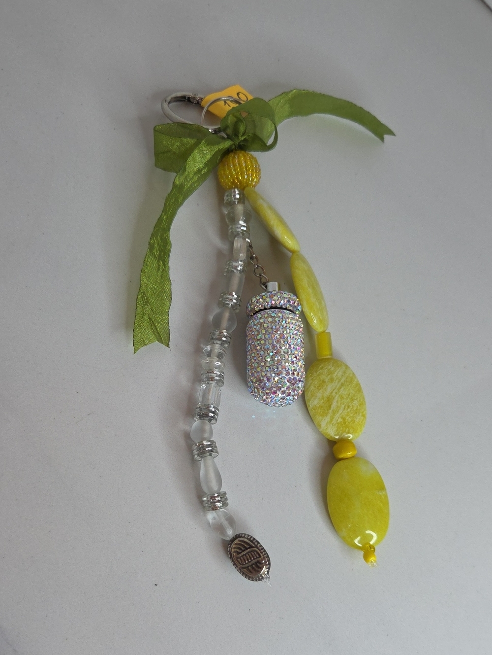 100 - Yellow Beaded Bag Charm
